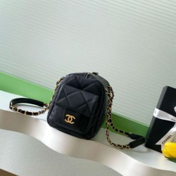 Replica Chanel Small Bowling Bag AS5792 Grained Calfskin Black