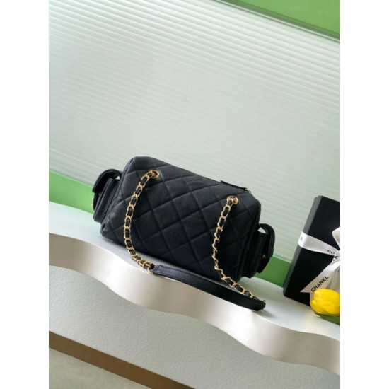 Replica Chanel Small Bowling Bag AS5792 Grained Calfskin Black