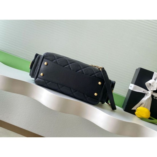 Replica Chanel Small Bowling Bag AS5792 Grained Calfskin Black