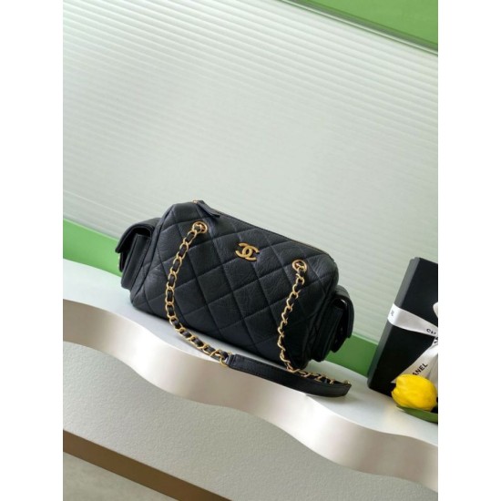 Replica Chanel Small Bowling Bag AS5792 Grained Calfskin Black