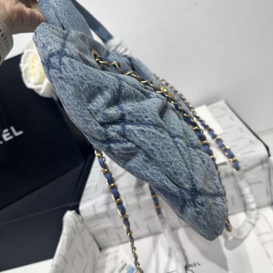 Replica Chanel 25K Bow Bag Washed denim AS5851 Black