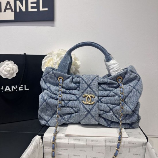 Replica Chanel 25K Bow Bag Washed denim AS5851 Black