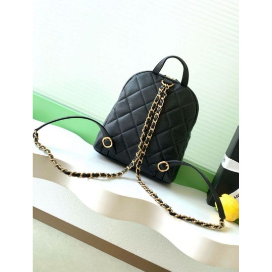 Replica Chanel 25k Chanel Backpack Grained Calfskin AS5793 Black