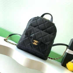 Replica Chanel 25k Chanel Backpack Grained Calfskin AS5793 Black