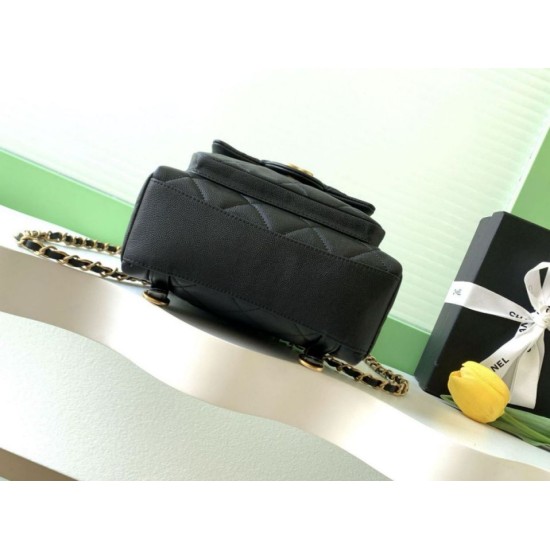 Replica Chanel 25k Chanel Backpack Grained Calfskin AS5793 Black