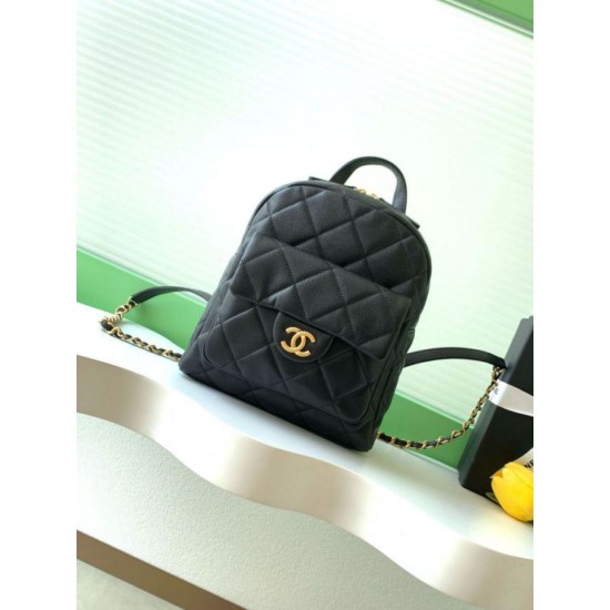 Replica Chanel 25k Chanel Backpack Grained Calfskin AS5793 Black