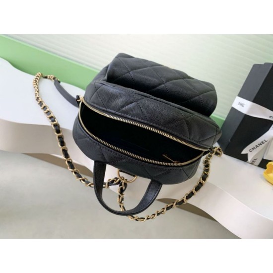 Replica Chanel 25k Chanel Backpack Grained Calfskin AS5793 Black
