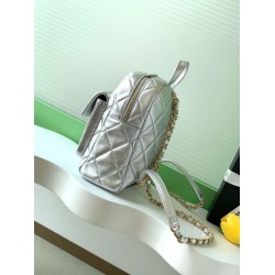 Replica Chanel 25k Chanel Backpack Grained Calfskin AS5793 Silver