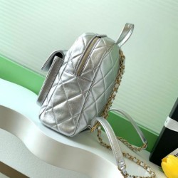 Replica Chanel 25k Chanel Backpack Grained Calfskin AS5793 Silver