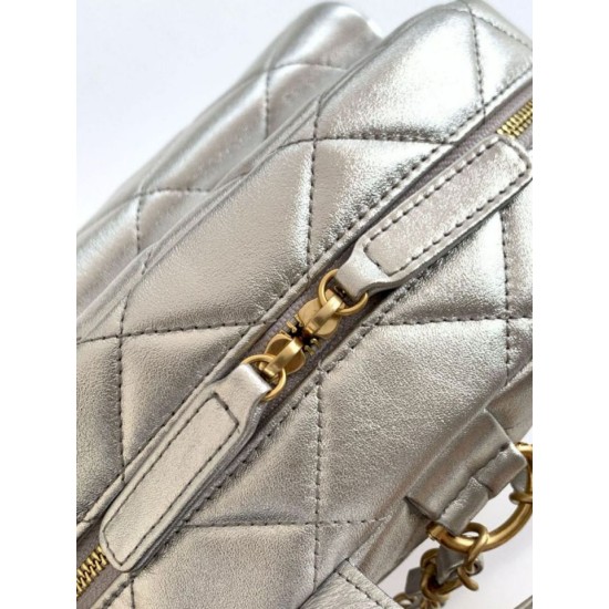 Replica Chanel 25k Chanel Backpack Grained Calfskin AS5793 Silver