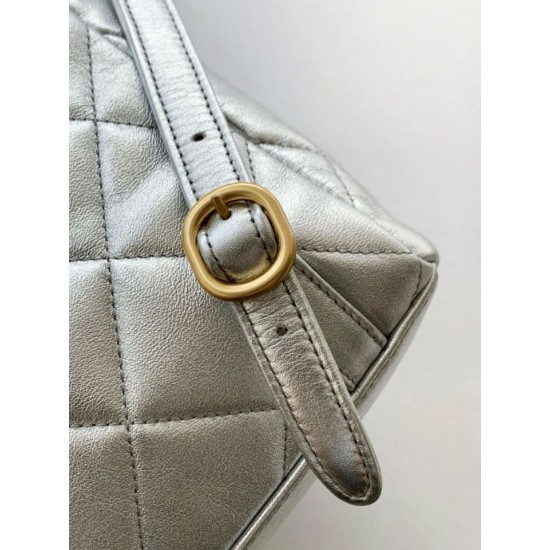 Replica Chanel 25k Chanel Backpack Grained Calfskin AS5793 Silver