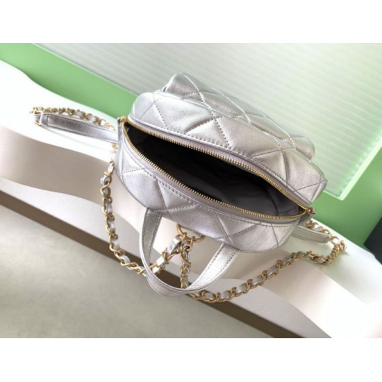 Replica Chanel 25k Chanel Backpack Grained Calfskin AS5793 Silver