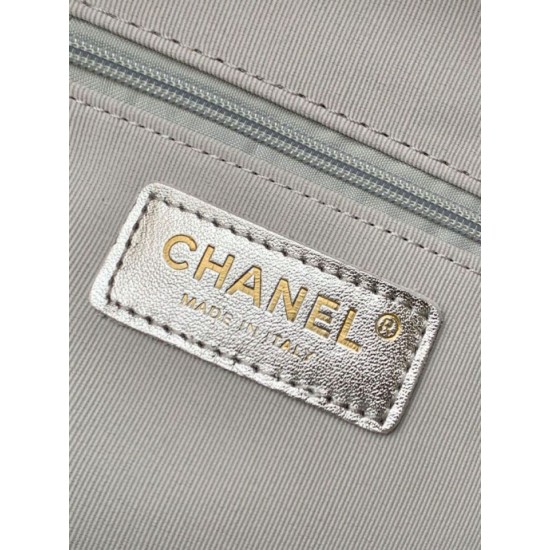 Replica Chanel 25k Chanel Backpack Grained Calfskin AS5793 Silver