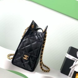 Replica Chanel large chain shoulder hobo Tote bag AS5303 Black