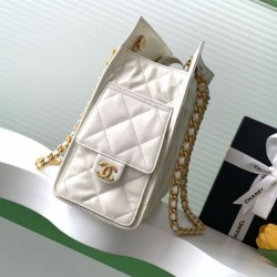 Replica Chanel large chain shoulder hobo tote bag AS5303 White