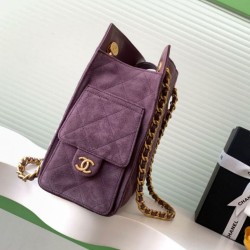 Replica Chanel large chain shoulder hobo tote bag AS5303 Suede Purple