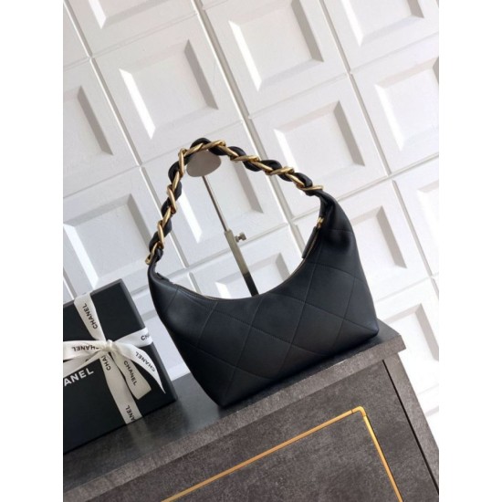 Replica Chanel Small Hobo Bag AS5837 Calfskin Black