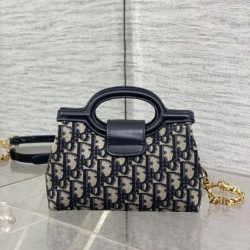 Replica Dior Jolie Top Handle Mini Bag Dior Oblique jacquard S3123 Blue