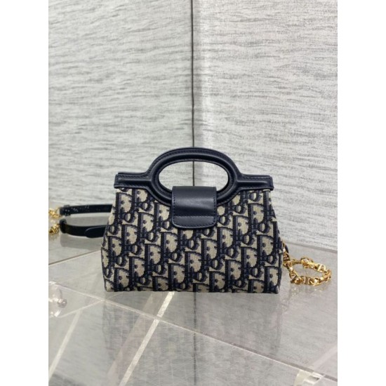 Replica Dior Jolie Top Handle Mini Bag Dior Oblique jacquard S3123 Blue