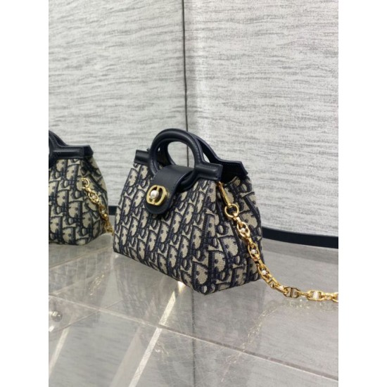 Replica Dior Jolie Top Handle Mini Bag Dior Oblique jacquard S3123 Blue