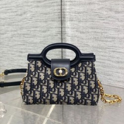 Replica Dior Jolie Top Handle Mini Bag Dior Oblique jacquard S3123 Blue