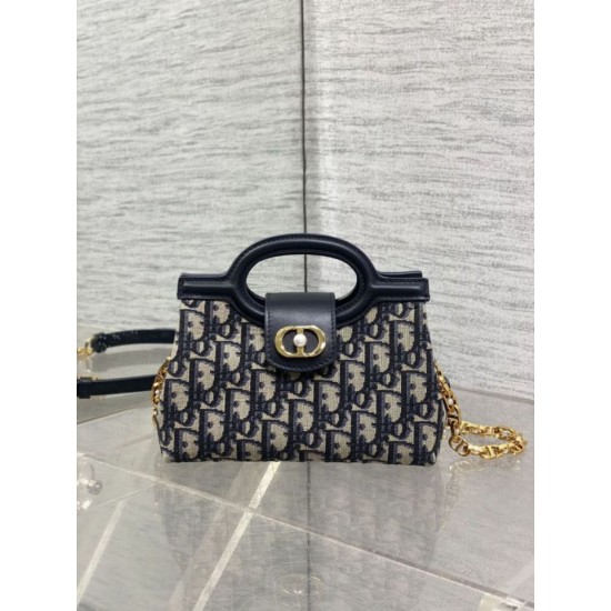 Replica Dior Jolie Top Handle Mini Bag Dior Oblique jacquard S3123 Blue