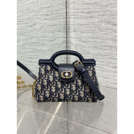 Replica Dior Jolie Top Handle Mini Bag Dior Oblique jacquard S3123 Blue