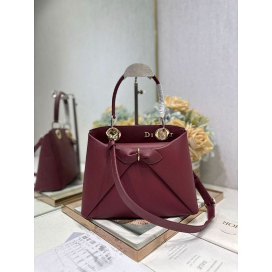 Replica Dior CD 26SS Bow-Adorned Tote Bag Burgundy