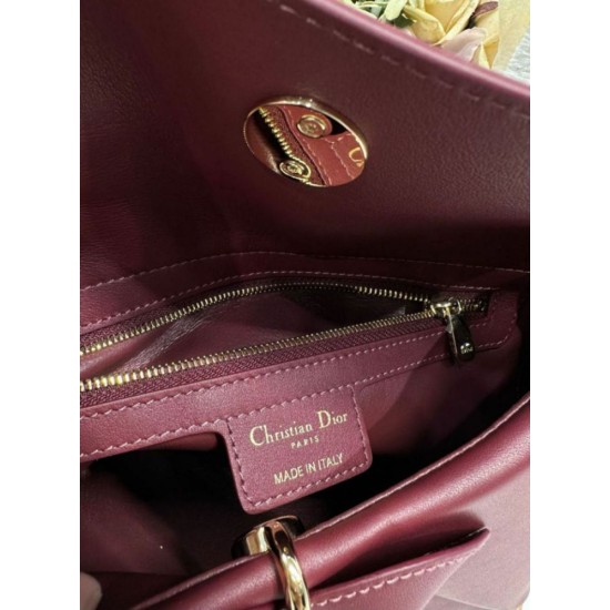 Replica Dior CD 26SS Bow-Adorned Tote Bag Burgundy