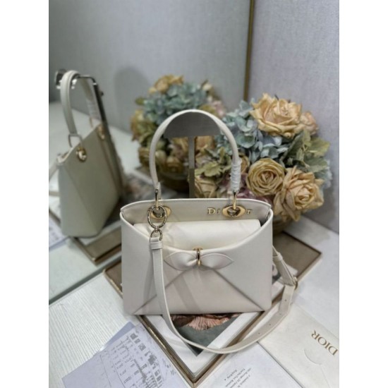 Replica Dior CD 26SS Bow-Adorned Tote Bag White