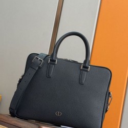 Replica Dior CD Icon Men Zipper Briefcase Tote Shoulder Bag Black