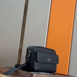 Replica Dior CD Icon Zippered Messenger Shoulder bag Black