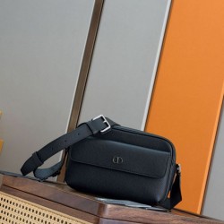 Replica Dior CD Icon Zippered Messenger Shoulder bag Black