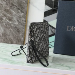 Replica Dior A4 Zipper Clutch Dior Oblique Bag Black