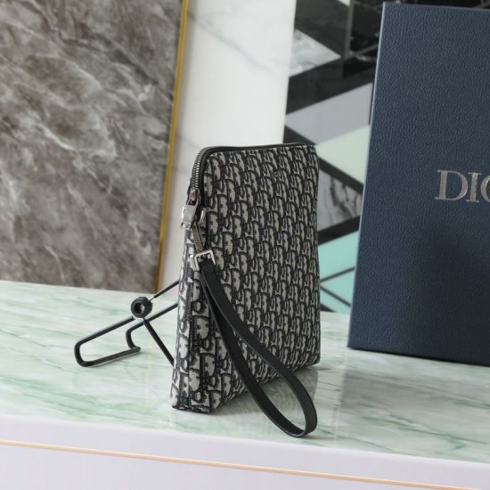 Replica Dior A4 Zipper Clutch Dior Oblique Bag Black