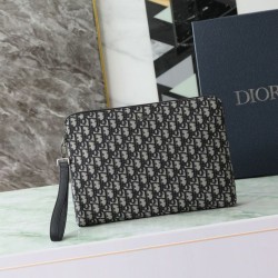 Replica Dior A4 Zipper Clutch Dior Oblique Bag Black