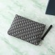Replica Dior A4 Zipper Clutch Dior Oblique Bag Black