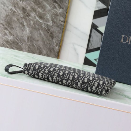 Replica Dior A4 Zipper Clutch Dior Oblique Bag Black