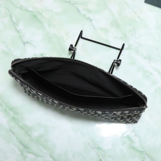 Replica Dior A4 Zipper Clutch Dior Oblique Bag Black