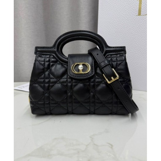 Replica Dior Jolie Top Handle Mini Bag Cannage S3123 Black