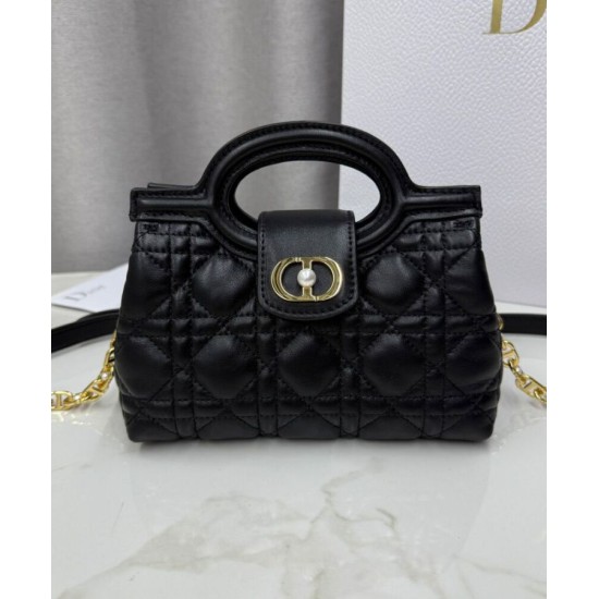 Replica Dior Jolie Top Handle Mini Bag Cannage S3123 Black
