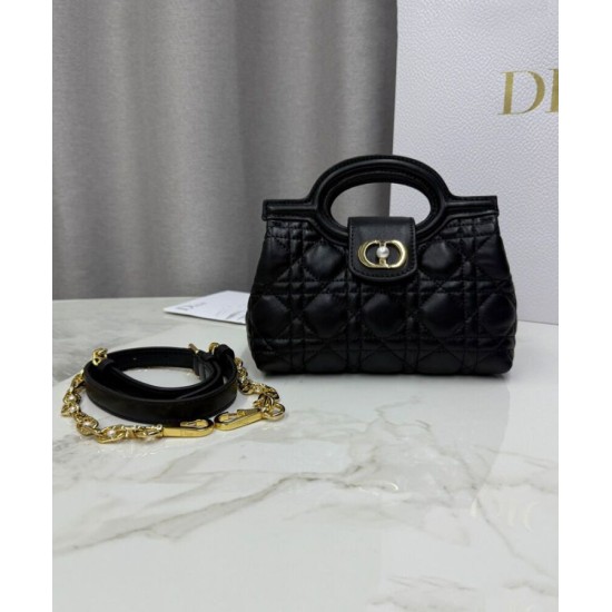 Replica Dior Jolie Top Handle Mini Bag Cannage S3123 Black