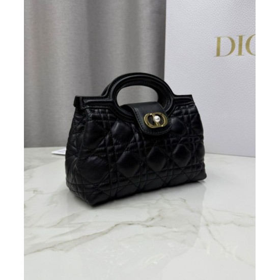 Replica Dior Jolie Top Handle Mini Bag Cannage S3123 Black
