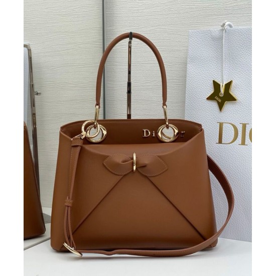 Replica Dior CD 26SS Bow-Adorned Tote Bag Coffee