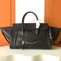 Replica Celine Medium New Luggage Bag Shoulder tote bag Supple Shiny Lambskin Black