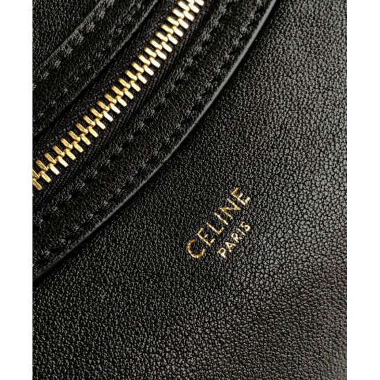 Replica Celine Medium New Luggage Bag Shoulder tote bag Supple Shiny Lambskin Black