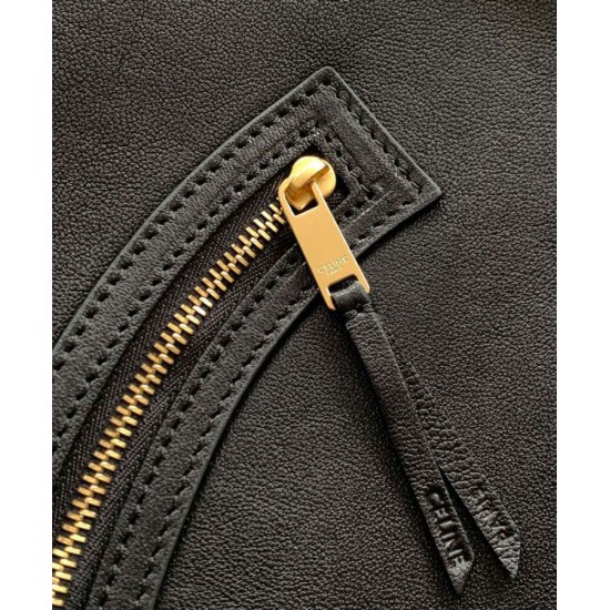 Replica Celine Medium New Luggage Bag Shoulder tote bag Supple Shiny Lambskin Black