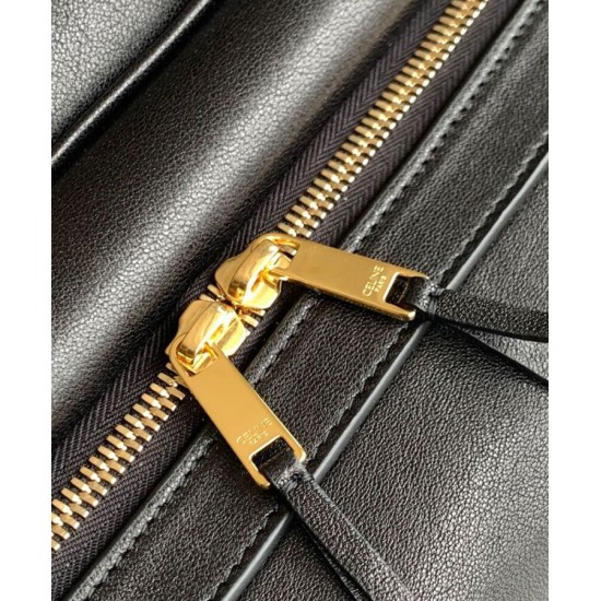 Replica Celine Medium New Luggage Bag Shoulder tote bag Supple Shiny Lambskin Black