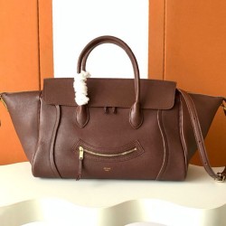 Replica Celine Medium New Luggage Bag Shoulder tote bag Supple Shiny Lambskin Mauve