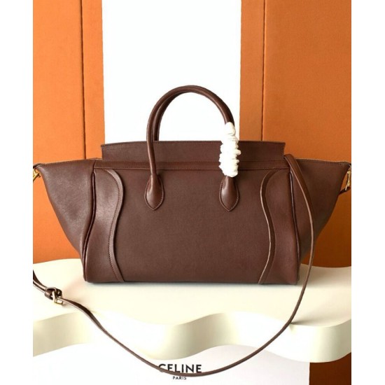 Replica Celine Medium New Luggage Bag Shoulder tote bag Supple Shiny Lambskin Mauve